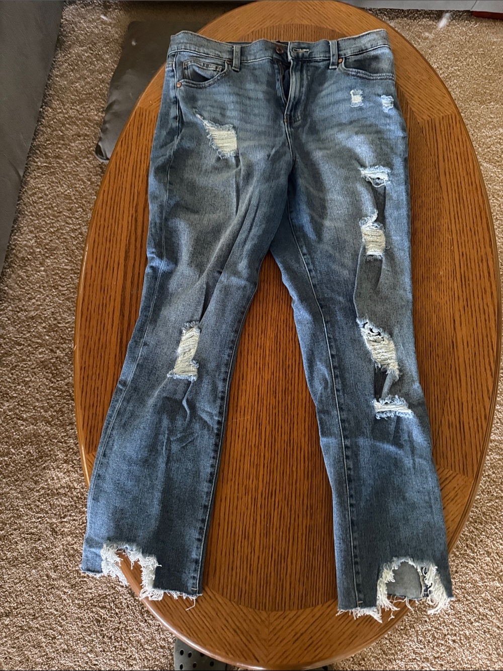 Kendall & Kylie Distressed Straight Leg Blue Jeans